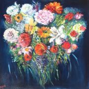 Bouquet Coeur HUILE 80*80