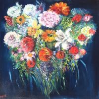 Bouquet Coeur HUILE 80*80