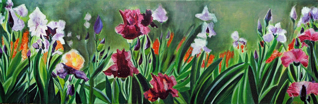 IRIS EN CAMPAGNE - Huile - Vendu