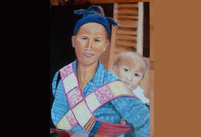 Jeune Femme Lao - Huile - 2013 Vendue
