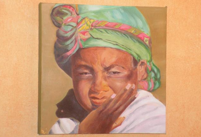 Jeune Fille Afghane - Huile - 40 cm x 40 cm - 2012 CP