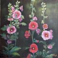Roses tremieres huile 60*60